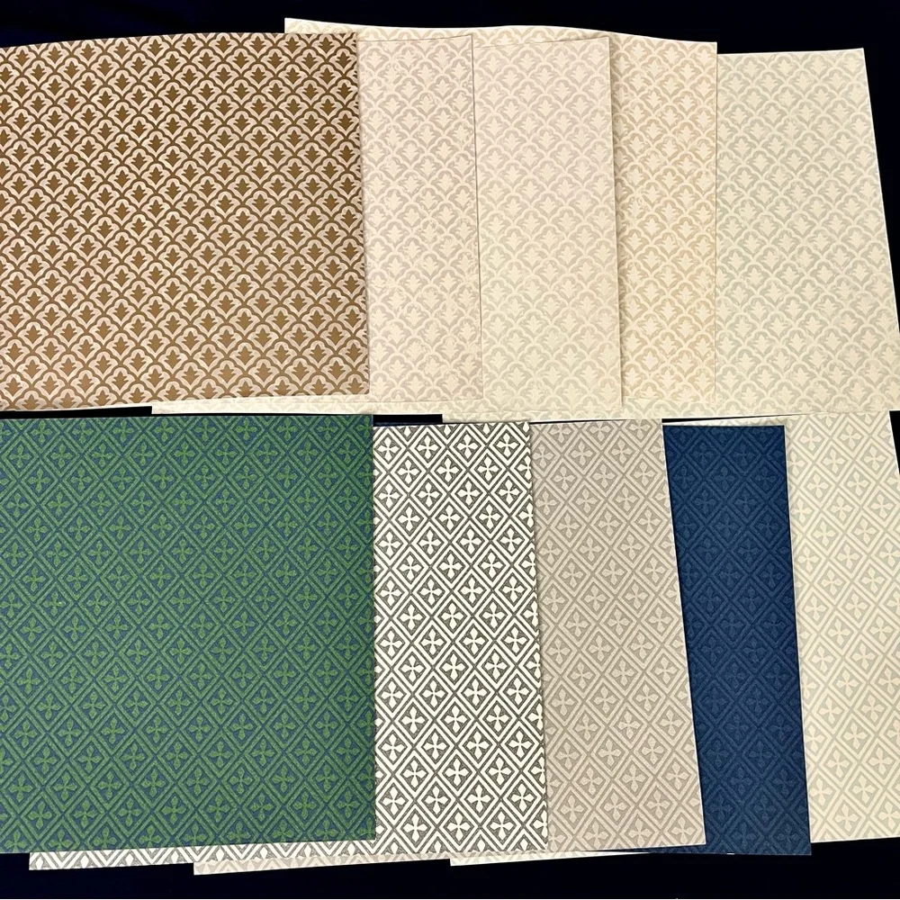 Pack of 10 Large Geometric Repeat Small Patterns Arts & Crafts Wallpaper Sheets